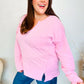 Eyes On You Pink Mineral Wash Rib Notch Neck Pocket Top