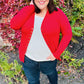 Day On The Town Red Snap Button Rib Cardigan