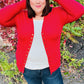 Day On The Town Red Snap Button Rib Cardigan