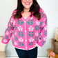 All For Love Fuchsia Flower Print Button Down Knit Cardigan