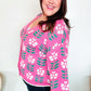 All For Love Fuchsia Flower Print Button Down Knit Cardigan