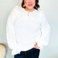 Eyes On You Ivory Ribbon Tie Bow Square Neck Ruffle Bubble Sleeve Blouse