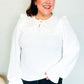 Eyes On You Ivory Ribbon Tie Bow Square Neck Ruffle Bubble Sleeve Blouse