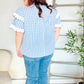 Lost In Love Cotton Blue Gingham Shirred Mock Neck Top