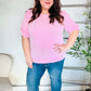 Pretty In Pink Puff Bubble Short Sleeve Wavy Rib Knit Top