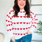 Be Mine White Jacquard Heart Stripe Pullover Sweater