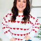 Be Mine White Jacquard Heart Stripe Pullover Sweater