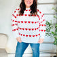 Be Mine White Jacquard Heart Stripe Pullover Sweater