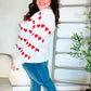 Be Mine White Jacquard Heart Stripe Pullover Sweater