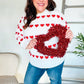 Be Mine White Jacquard Heart Stripe Pullover Sweater