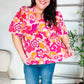 Find Love Pink/Yellow Floral Frill Balloon Short Sleeve Top