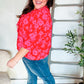 New Day Red Ribbon Bow Detail Floral Woven Blouse