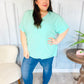 Weekend Ready Mint Drop Shoulder V Neck Woven Top