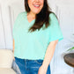 Weekend Ready Mint Drop Shoulder V Neck Woven Top