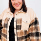 Adorable Taupe Corduroy & Plaid Sherpa Button Jacket