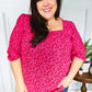 Perfectly You Fuchsia Floral Three Quarter Sleeve Square Neck Top