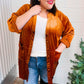 Dazzling Rust Velvet Button Down Tunic Top