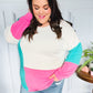 The Slouchy Mint & Pink Drop Shoulder Terry Color Block Top