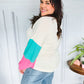 The Slouchy Mint & Pink Drop Shoulder Terry Color Block Top