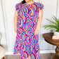 Feel Your Best Purple Abstract Print Smocked Ruffle Sleeve Maxi Dress