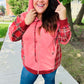 Adorable in Marsala Plaid Color Block Zipper French Terry Hoodie