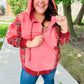 Adorable in Marsala Plaid Color Block Zipper French Terry Hoodie