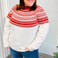 Feeling Festive Ivory & Red Fair Isle Mock Neck Sweater