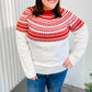 Feeling Festive Ivory & Red Fair Isle Mock Neck Sweater