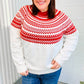 Feeling Festive Ivory & Red Fair Isle Mock Neck Sweater