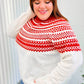 Feeling Festive Ivory & Red Fair Isle Mock Neck Sweater