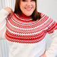 Feeling Festive Ivory & Red Fair Isle Mock Neck Sweater