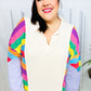 Feeling Bold Lilac Multicolor Stripe Collared V Neck Pullover