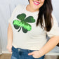 Saint Patty Sequin Clover French Terry Puff Sleeve Top