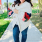 Weekend Ready Ivory Multicolor Mixed Thread Bubble Sleeve Cardigan