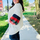 Weekend Ready Ivory Multicolor Mixed Thread Bubble Sleeve Cardigan