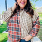 Make A Statement Rust & Taupe Plaid Color Block Shacket