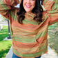 Under Your Spell Orange & Green Space Dye Thermal Hoodie