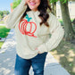 Pumpkin Spice Metallic Yarn Embroidered Oversized Sweater