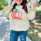 Pumpkin Spice Metallic Yarn Embroidered Oversized Sweater