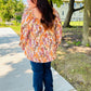Fall in Love Taupe & Rust Floral Print Babydoll Bubble Sleeve Top