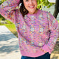 Adorable Pink Multicolor Popcorn Knit Sweater
