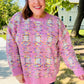 Adorable Pink Multicolor Popcorn Knit Sweater