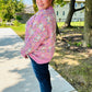 Adorable Pink Multicolor Popcorn Knit Sweater