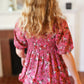 Just So Sweet Dusty Rose Floral Print Smocked Puff Sleeve Top