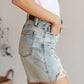 Cindy High Rise Mineral Wash Distressed Boyfriend Shorts