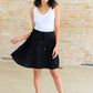 Just a Flirt Pleated Skirt in Black