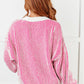 Least High Maintenance Contrast Trim Sweater in Pink