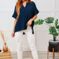 Let's Get Down to Business V-Neck Blouse in Navy