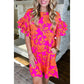 Loose Knee-length Short Skirt Women's Fashion Floral Print Short Sleeve Dress