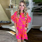 Loose Knee-length Short Skirt Women's Fashion Floral Print Short Sleeve Dress
